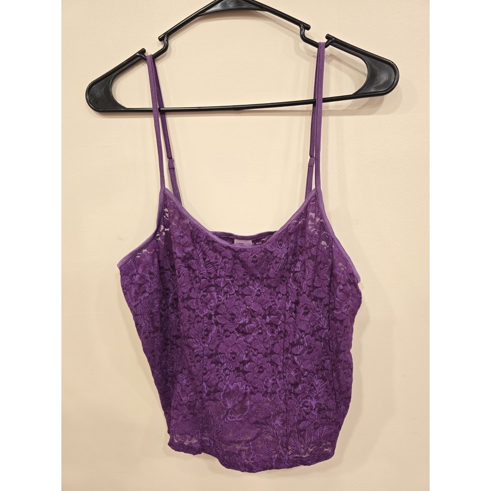 Y2K Style Purple sheer lace cami tank top lg fairycore festival Layering